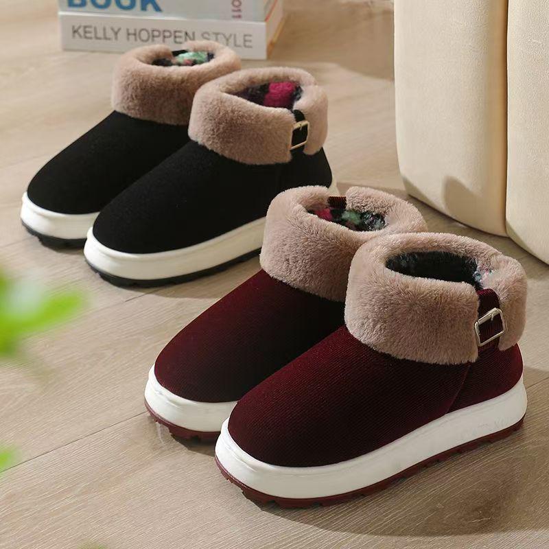 New High-Top Winter Warm Cotton Slippers with Anti-Slip Thick Soles for Men and Women