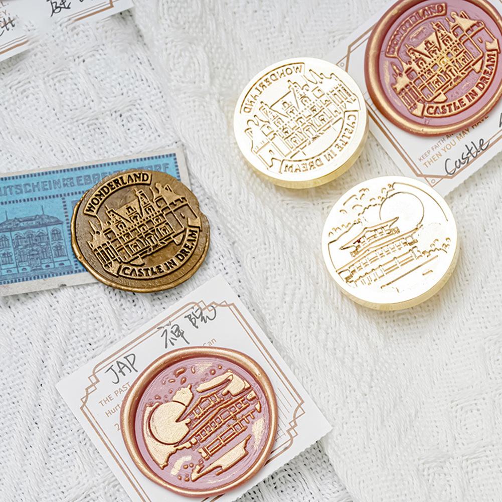 Retro Wax Seal Stamp Grass Chinese Ancient Architecture Series Sealing Wax Stamp Head for Invitation Seal Stamp DIY Craft