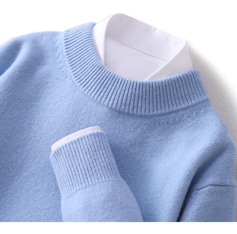 2025 Men's Pure Wool Half-High Neck Pullover Sweater - Warm Fashionable Knitwear for Young Adults