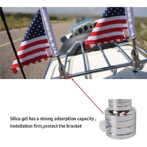 2Pcs 6" X 10" Motorcycle Flags American Flag For Harley Davidson Yamaha Honda Goldwing CB VTX CBR Chrome Stainless Steel Motorcycle Flagpole Mount