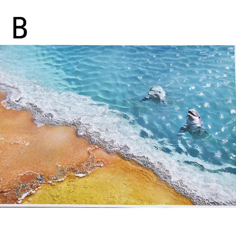

60*90 см милые 3D наклейки на пол в виде дельфина водонепроницаемые наклейки на стену в виде морской звезды для ванной комнаты напольная наклейка плитка для детской комнаты подарок 3