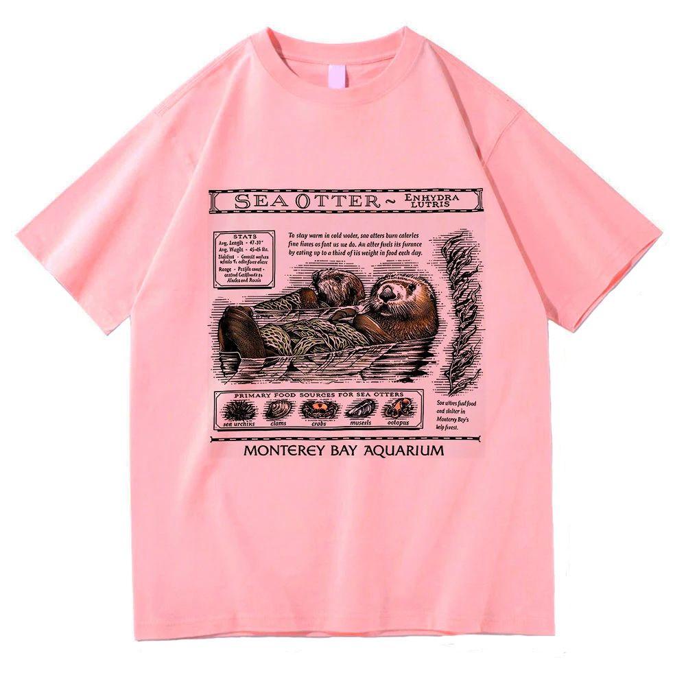 Unisex Kleidung Baumwollkleidung Damen Grafik-Tops Für Partnergeschenke Monterey Bay Aquarium Seeotter T-Shirt Hohe Qualität T-Shirts