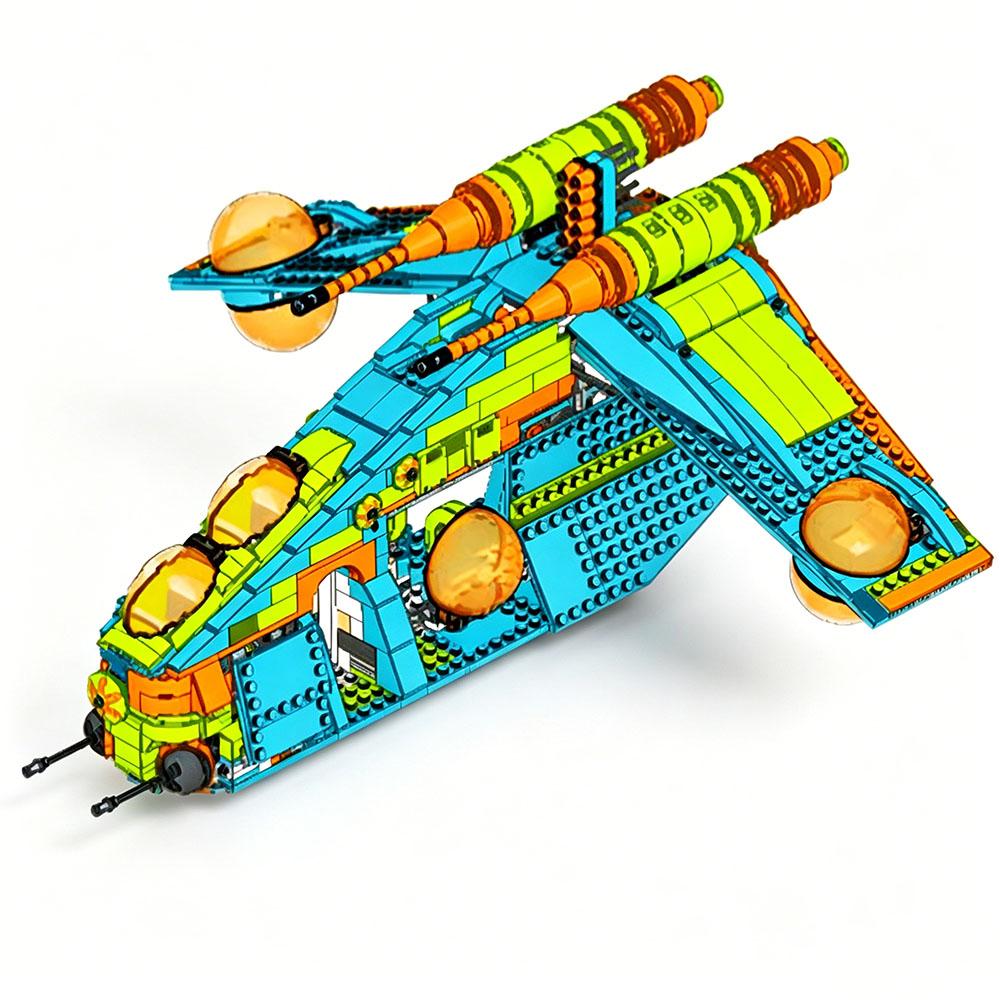 MOC Creative Plan Transport Aircraft Republic Dropship Gunship Building Blocks Bricks Toys Birthday Adult Festival Party Gifts