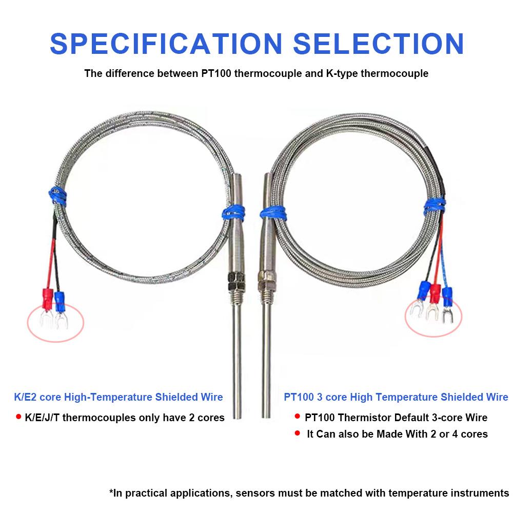 0-400℃ M8 K Type 1m 2m 3m 5m Probe Length 50mm 150mm 100mm 200mm Probe Screw Thread Cable Thermocouple Oven Temperature Sensor