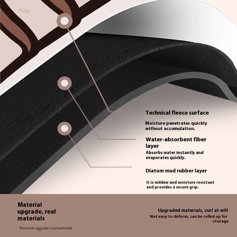 VIKAMA Retro Floral Oval Diatomite Carpet Non-Slip Water-Absorbent Bathroom Entrance Universal Floor Mats Home Decoration