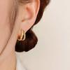 Japan and Korea fashion double-layer hollow zircon circle exquisite ear buckle small and versatile design temperament trendy earrings