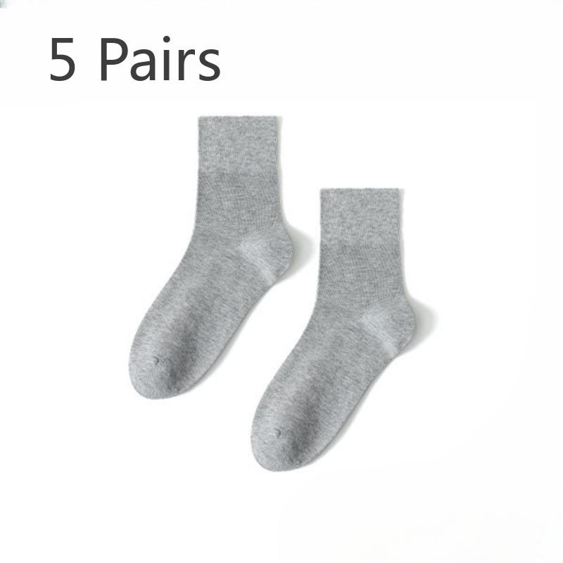 5 Pairs of Men Spring and Autumn Loose Mouth Pure Color Cotton Socks