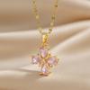 Versatile Niche‑Style Titanium‑Steel Women Necklace, Four‑Petal‑Flower Zircon‑Inlaid Advanced‑Design Collarbone Chain