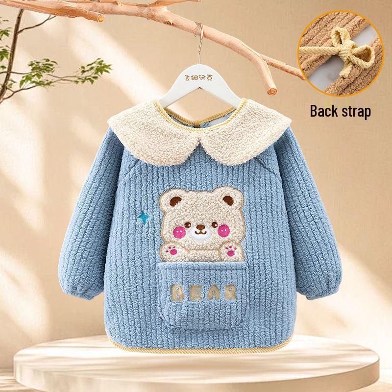 Autumn/Winter Unisex Baby Coverall - Thick Coral Fleece, Waterproof, Stain-Resistant, Soft and High-Quality Design