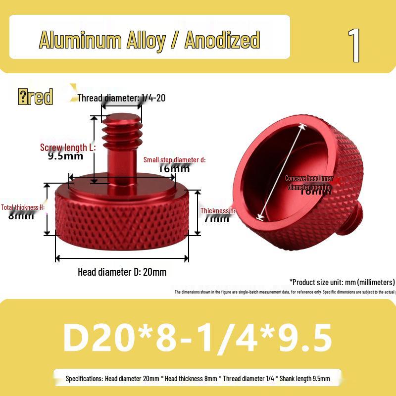 1/4 Aluminum Alloy Hand-Tightened Drone Gimbal Adjustment Screw