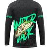 Mens Long Sleeve UV Protection T-Shirt With Fish Print Breathable Outdoor Fishing Shirt