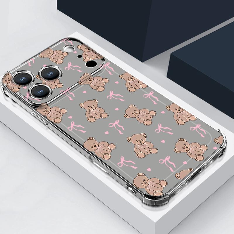

Чехол с бантами и вишневым узором для iPhone 17 Pro Max Coque iPhone 16 15 14 13 Pro Max 11 Ударопрочный Прозрачный Мягкий Силиконовый Чехол iPhone 13 Pro Max серый