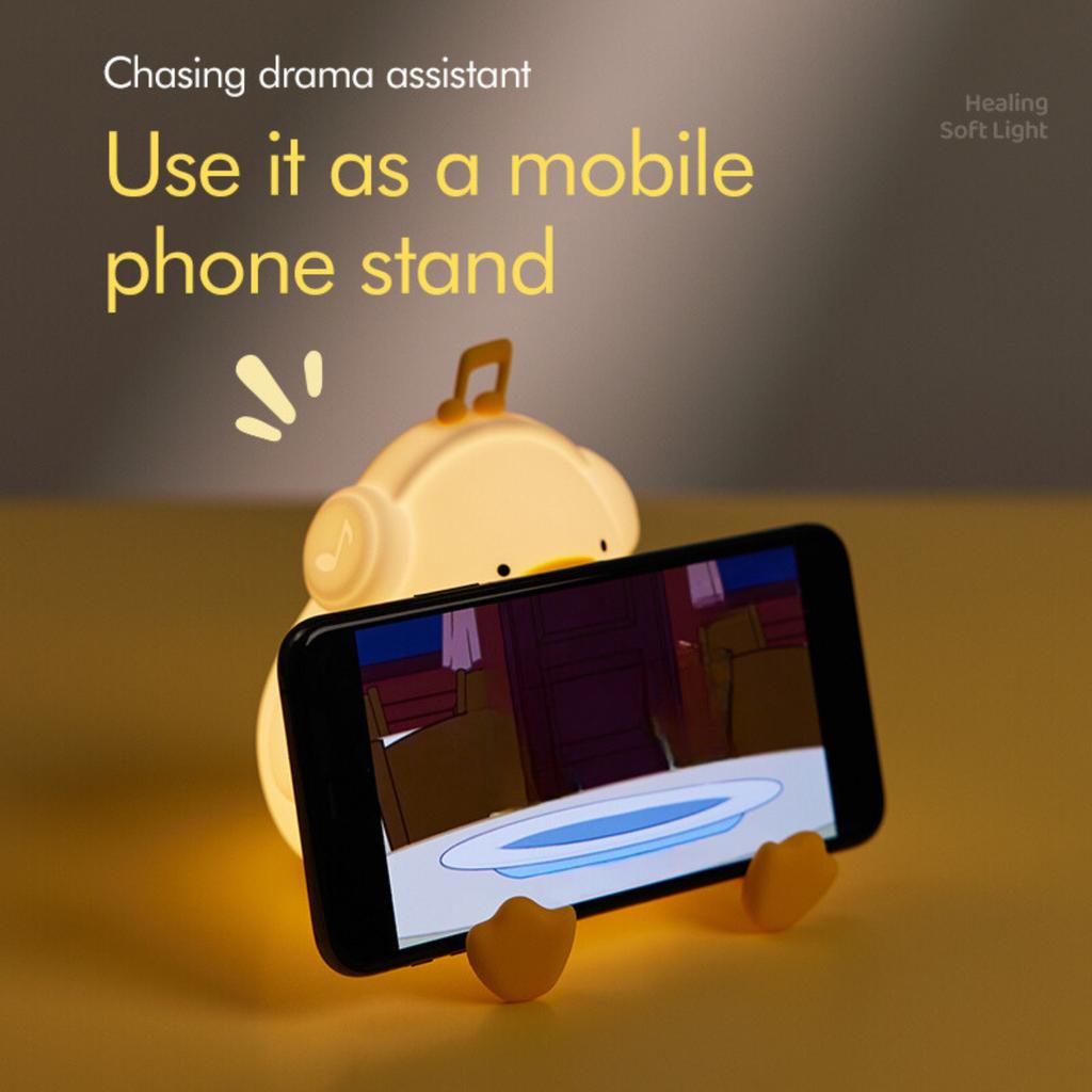 Cartoon Cute Duck Silicone Lamp USB Rechargeable Touch Dimming Timer Sleep Night Light Children's Room Bedroom Decorative Use