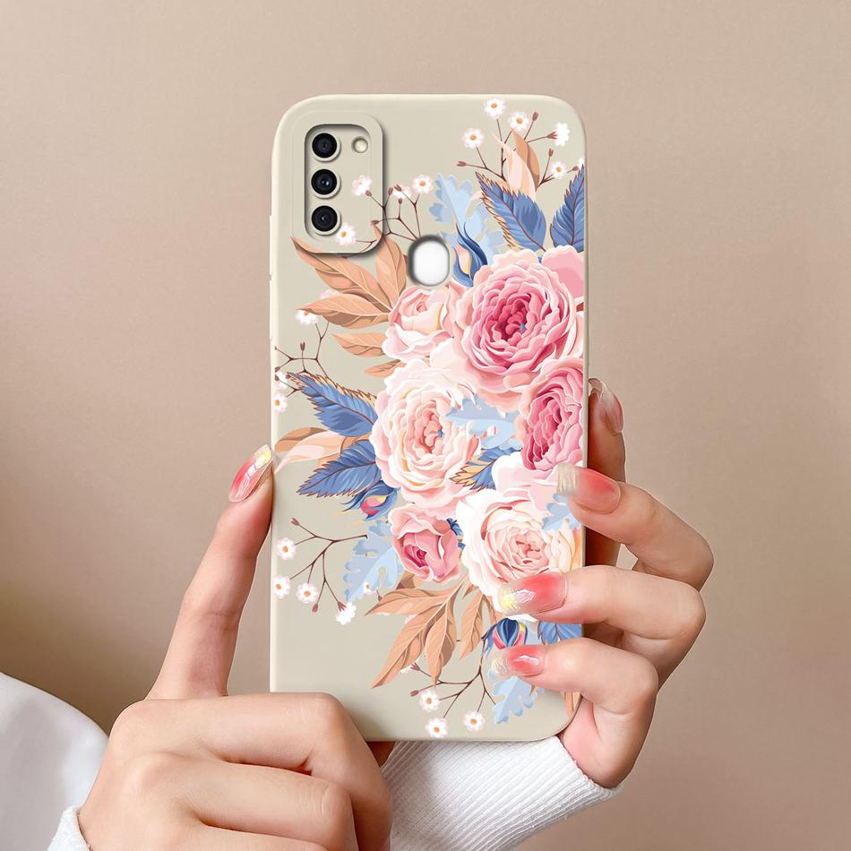 Case For Samsung A11 Flower Soft Liquid Silicone Durable Lens Protection Phone Back Covers For Galaxy A 11 Funda Coque For Woman