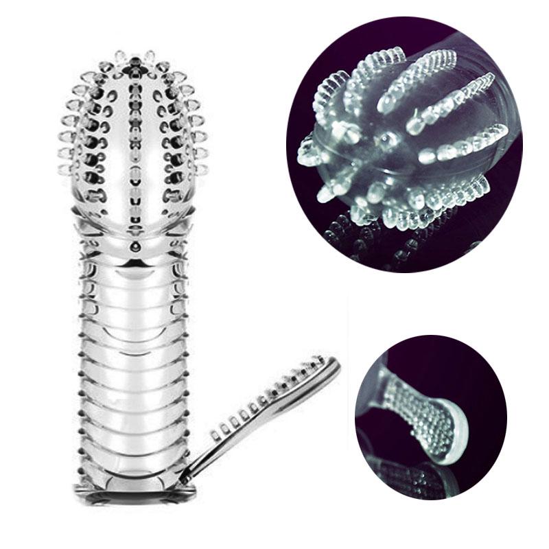 Crystal Dot Delay Condom Penis Sleeve Lasting Enlargement Sex product Spike Clitoris Delay Erection Aid Extend Toys for Man