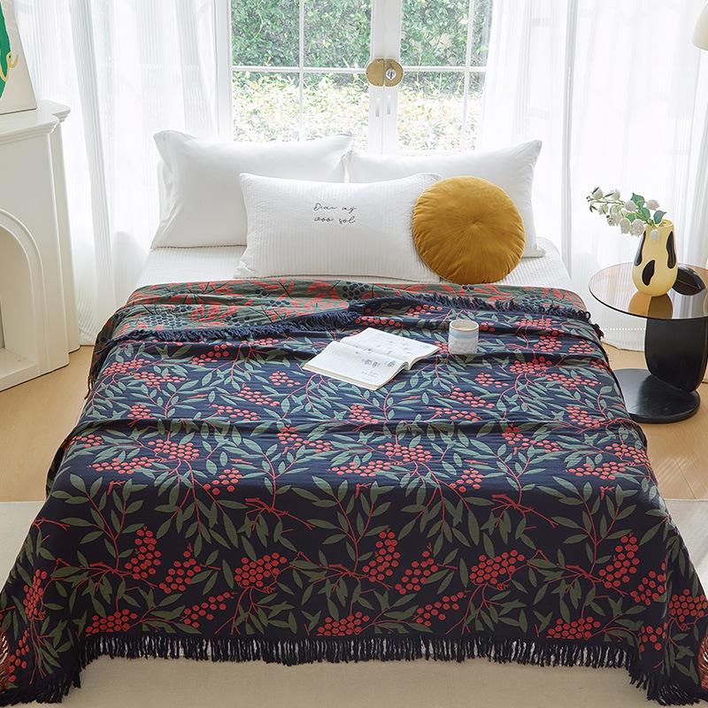 Japanese Throw Blanket Cotton Double Sided Sofa Cover Sofa Cushion Leisure Blanket Bedspread Four Seasons Cooling Quilt Sheet