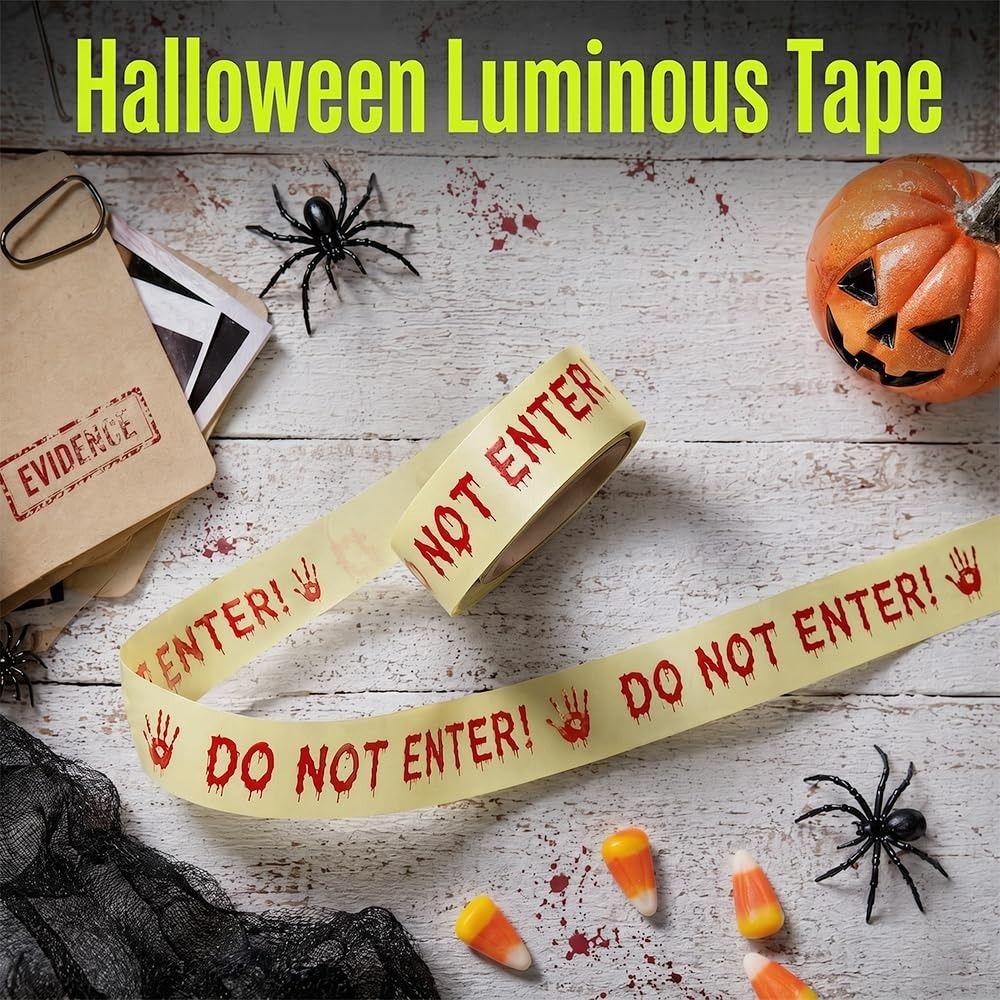 Scary Design Glow In The Dark Tape Do Not Enter Text Scary Caution Tape  Zombie Decor