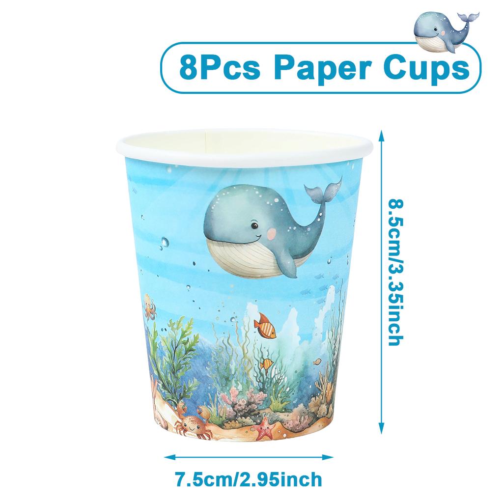 Ocean Animal Disposable Tableware Tablecloth Background Candy Bags Birthday Party Decor Kids Gift Under The Sea Party BabyShower