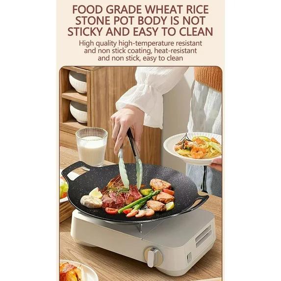 Best Seller Padella Grill Coreana per BBQ Piastra Arrosto | Padella Grill Circolare Antiaderente Senza Fumo | Grande Padella Piatta in Ghisa | Portatile Liscia