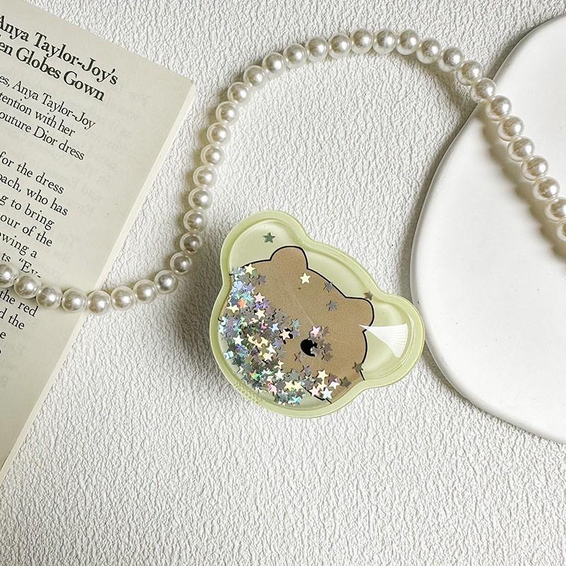 Niche Mobile Phone Desktop Stand Airbag Back Sticker Cute Ins Frog Pig Girl Heart Stretchable Sequin Quicksand