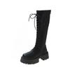 Tall knight boots women's autumn and winter new small lace-up platform boots but knee-back zipper boots