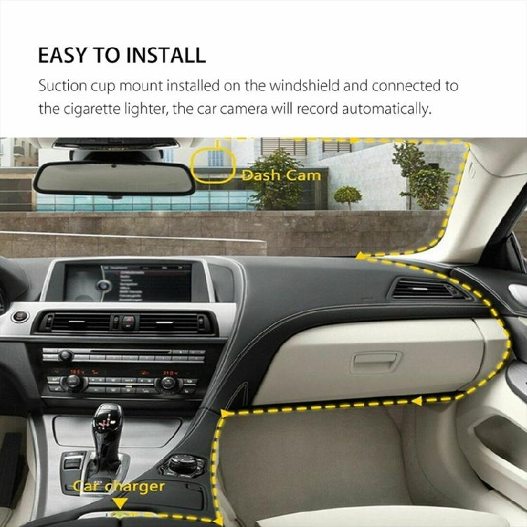 3-Zoll-Dashcam 16:9 1080P Auto-Fahrrekorder mit Bewegungserkennungsfunktion bis zu 32 GB Speicher Große Kapazität