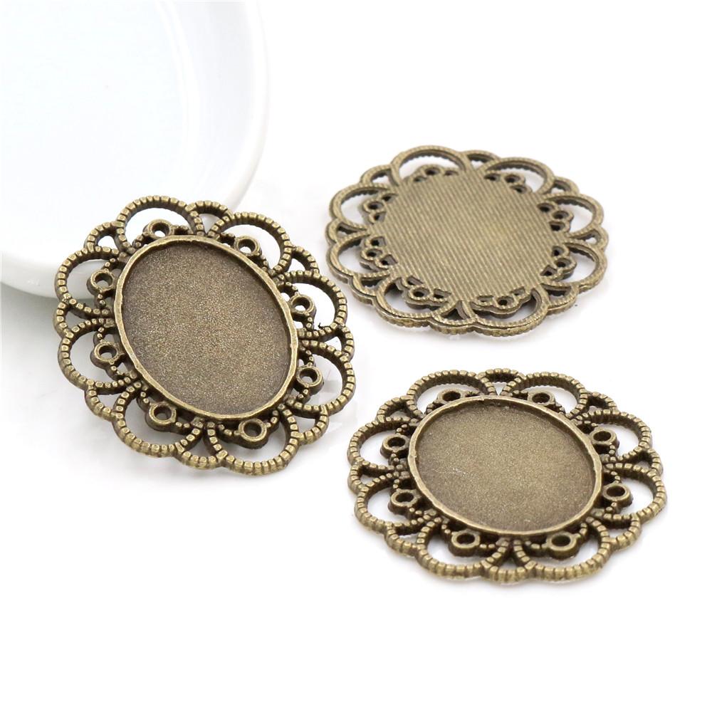 10 pièces 18x25mm Taille intérieure 3 couleurs Style classique Cabochon Camée Base Monture Charms Pendentif Bijouterie