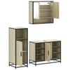 3 Piece Bathroom Furniture Set Sonoma Oak Wood Based Material