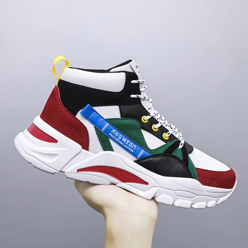 Winter Men's Shoes High Top Men's Sneakers New Fashion Versatile Platform Leather