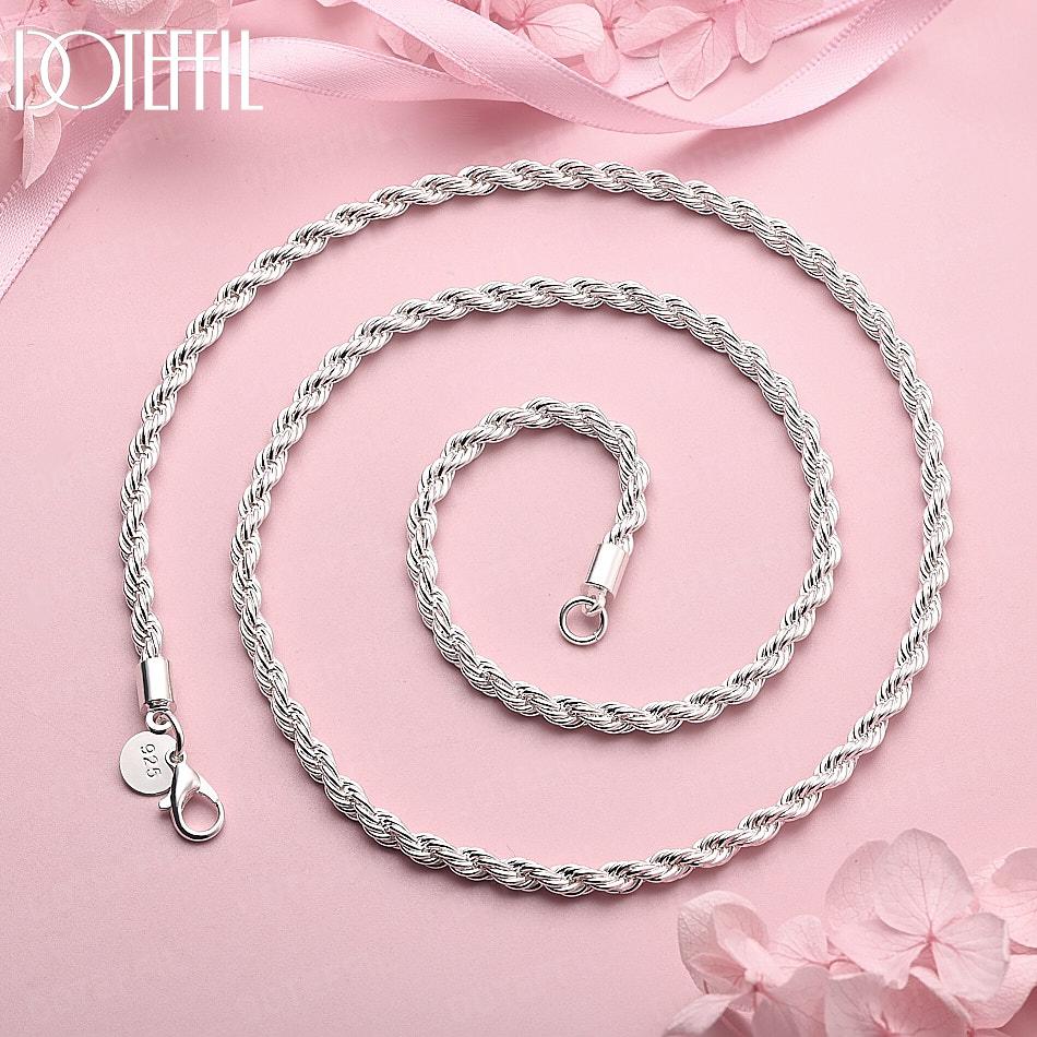 925 Sterlingového Stříbra 4mm 16-24 palců Módní Náhrdelník Svatba Šperky