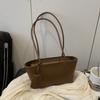 Luxury Solid Color Tote Bag Casual Women's Underarm Bag Fashion Pu Leather Shoulder Bag  Purse
