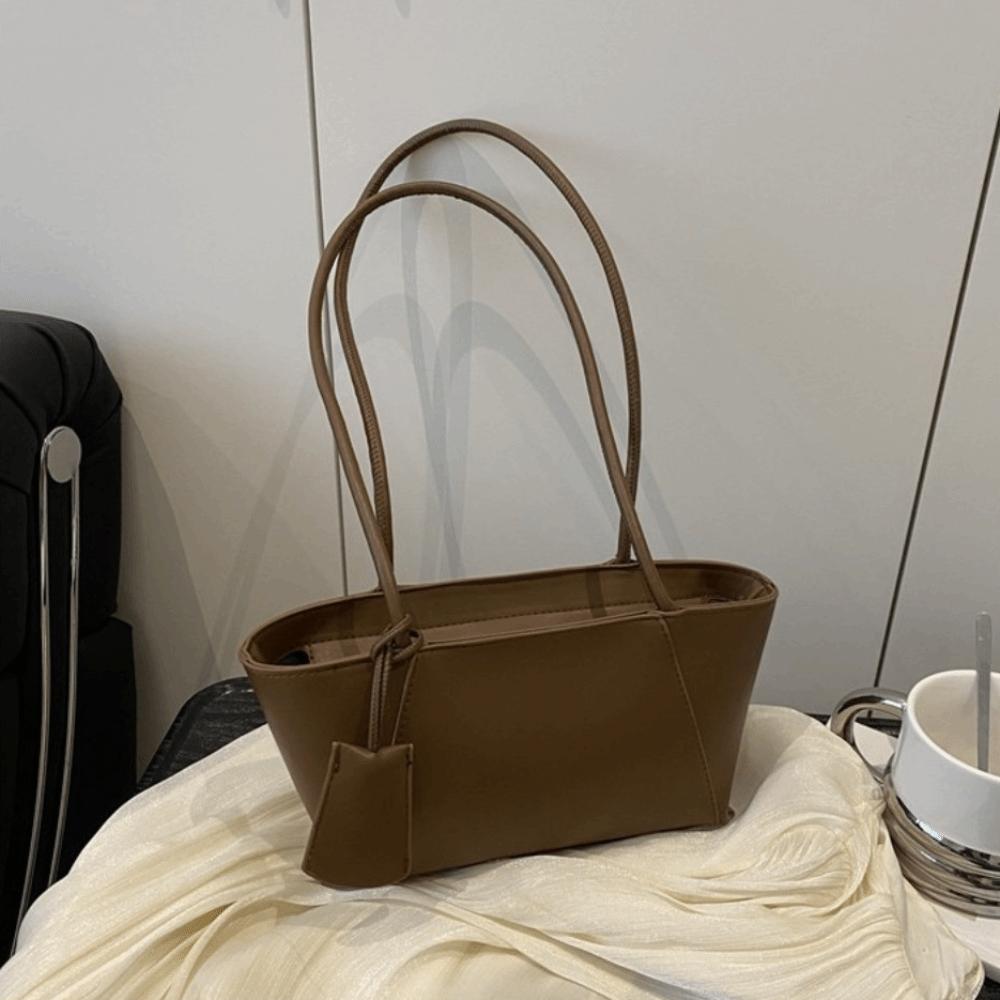 Luxury Solid Color Tote Bag Casual Women's Underarm Bag Fashion Pu Leather Shoulder Bag  Purse