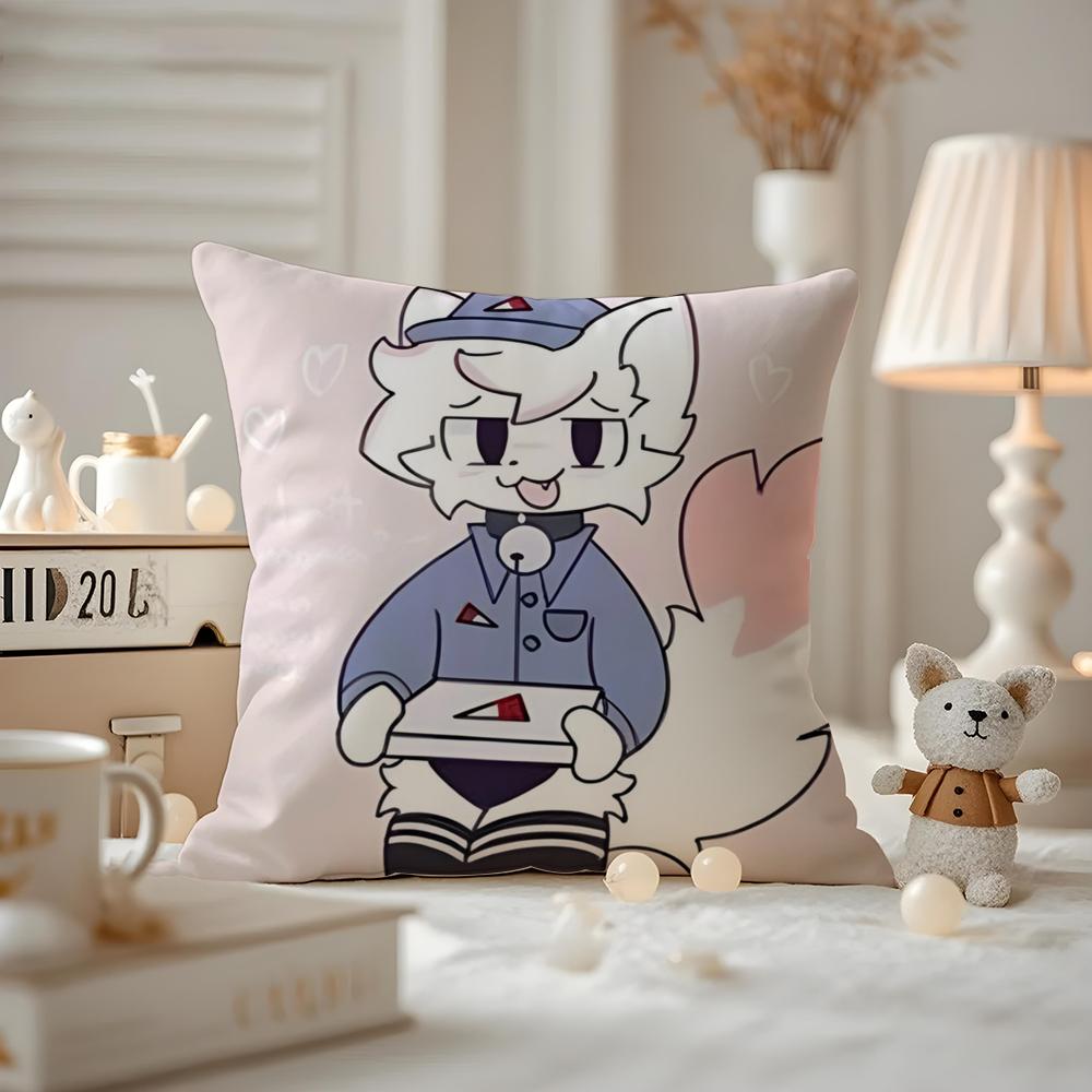 BBoykisser Silly Cat Cute Cushion Cover Antidustmite Pillowcase Invisible Zipper Silky Short Plush Sofa Cushion Cover