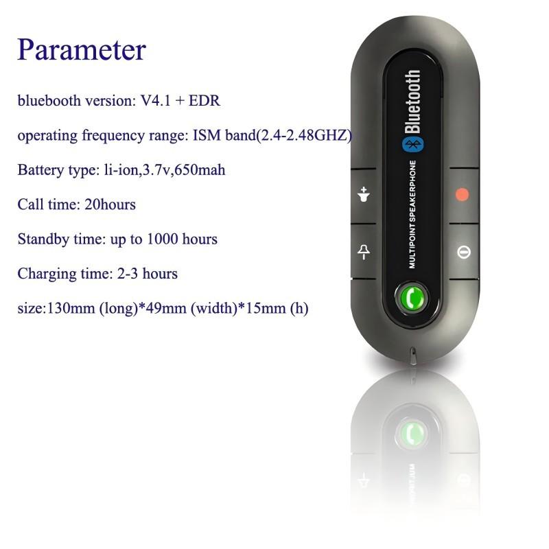 HOt Sale Wireless Handsfree Car Bluetooth 4.1 Sun Visor Speaker Speakerphone MP3 Music Player Car Charger