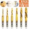 6X 1/4" HSS Hex Shank Metric Titanium Combination Drill Bit Spiral Screw Tap Set