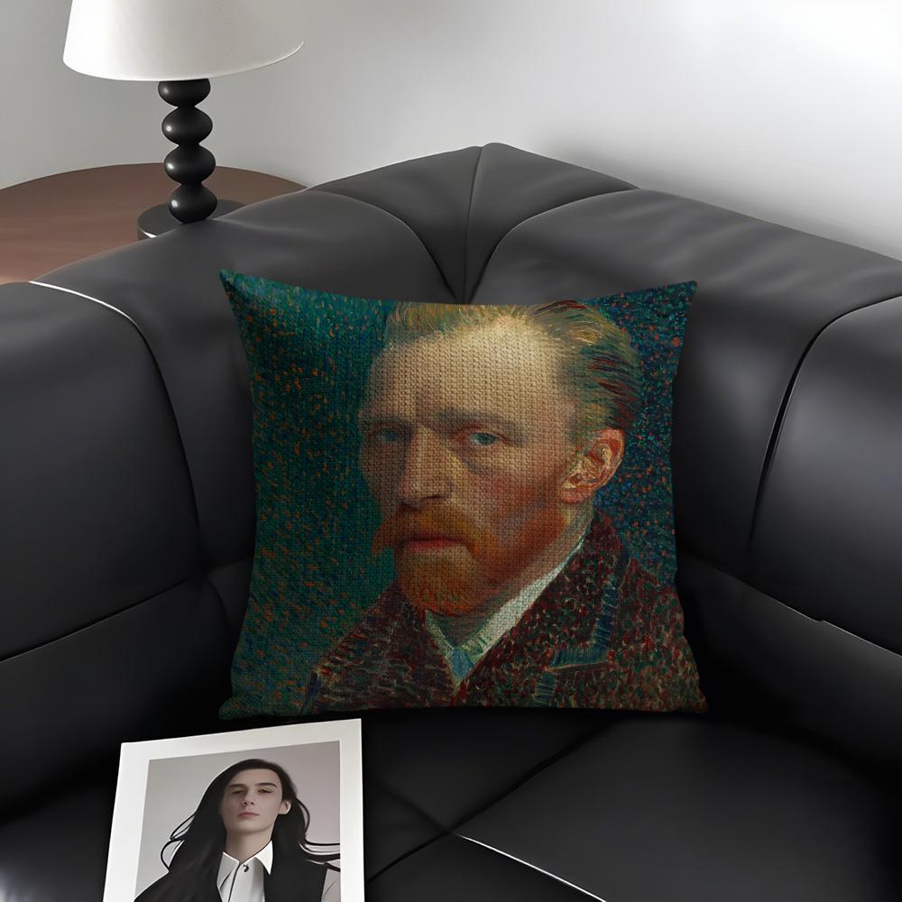 Van Gogh Original Print Cushion Cover Natural Linen Organic Fabric Double-Sided Printing Sofa Home Decor Gift Pillow Case