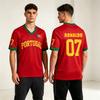 Portugal Voetbalshirt CR7 Nummer Rood Fan Shirt voor Dames Heren Mode Ademend Mesh Shirt V-hals Oversized Voetbal Losse Top