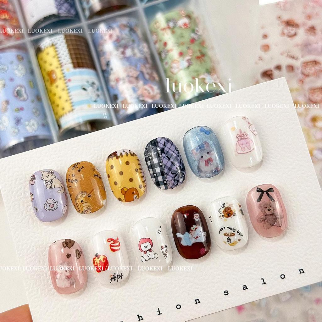 Starry Sky Cat Cartoon Nail Art Stickers Set