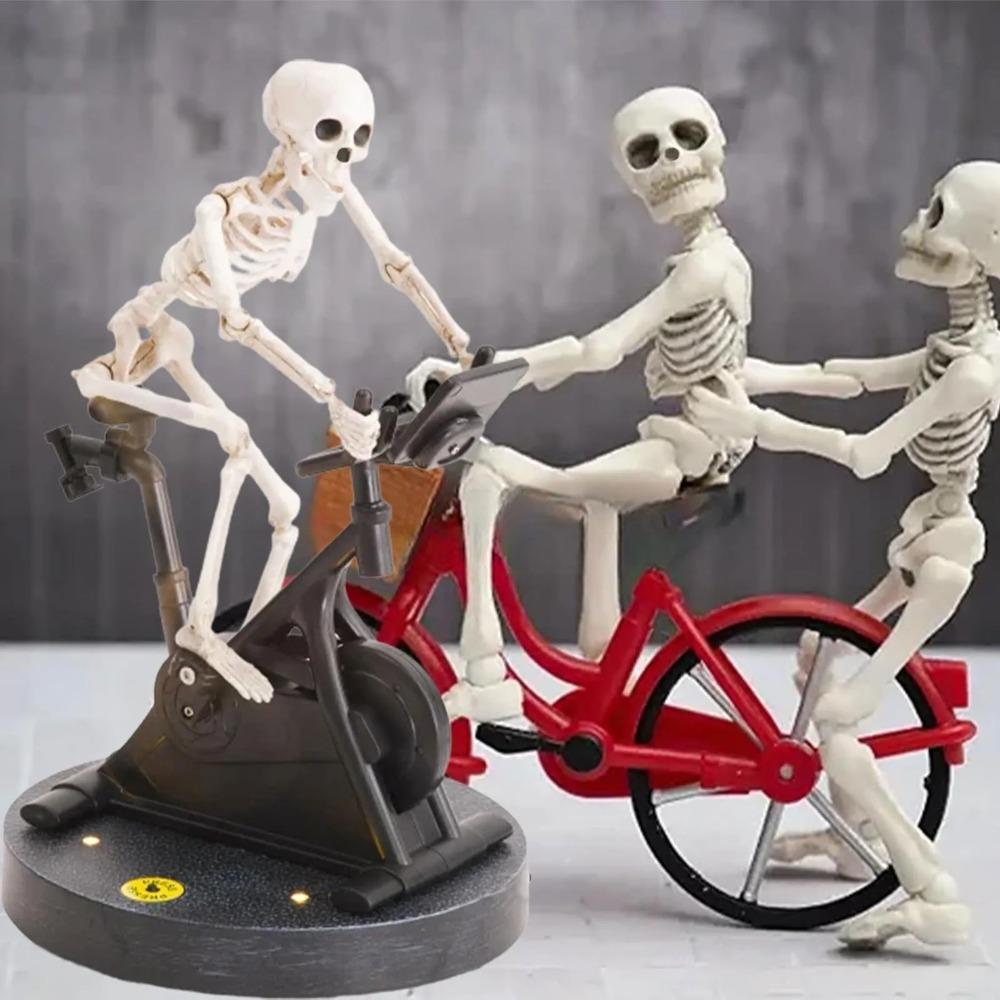 Animated Skeleton Riding Bike Resin Funny Animatronic Skeleton Decorative Novelty Skeleton Halloween Decor Party Favors