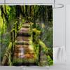 Modern 3D Printing Forest Refreshing Scenery Shower Curtain Waterproof Landscape Green Plant Mountain With Hooks Bathroom Decor