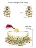 Rosa und Grüne Perlen Cluster Tropfen Kundan Choker Halskette Ohrringe und Ring Set für Damen