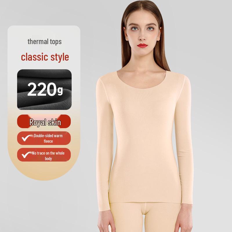 Velvet Women's Seamless Thermal Fleece-Lined Underwear Set for Autumn Winter