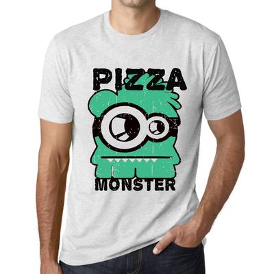Herren Vintage T-Shirt Grafik T-Shirt Pizza Monster Vintage Weiß
