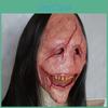 Face Red Hair Long Latex Demon Mask With Bared Teeth