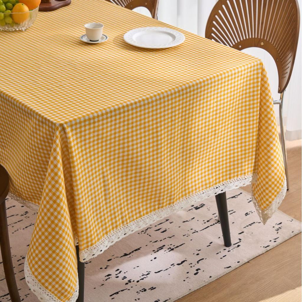 Plaid Print Small Fresh Pastoral Tablecloth Tablecloth Household Cover Towel Lace