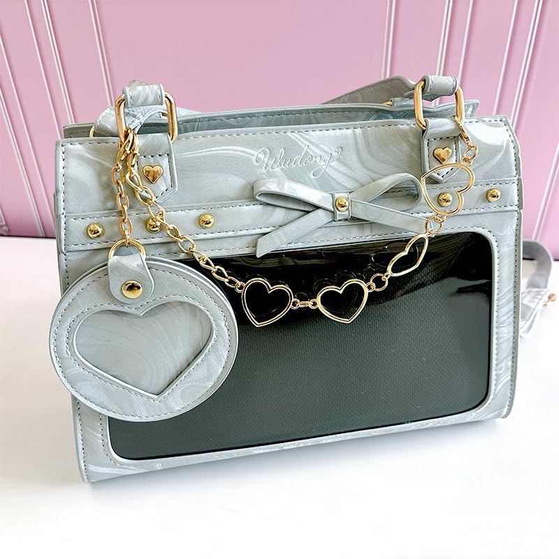 Marble Ita Bag with Can Badge Otaku Ita Clear Gray [Ugou Xiaopu] Case, Goods, g.triger Bag, Bag, Transparent, [Product]