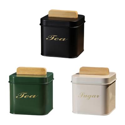 Teas Coffee Candy Container With Bamboos Lid for Kitchen Counter Multifunctional Sealed Storage Jar for Dry Food