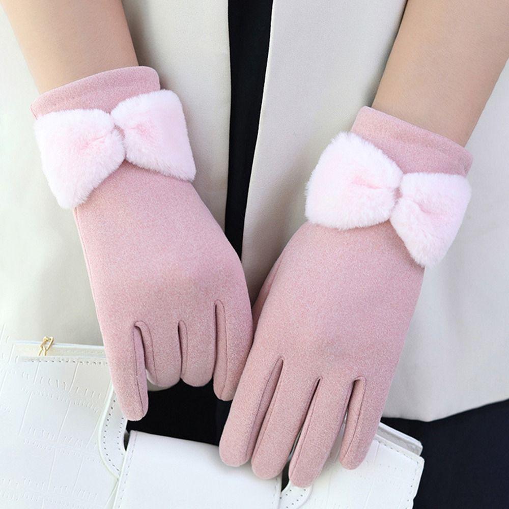 Fashion Thickened Warm Gloves Windproof Cold Proof Touch Screen Winter Gloves All Finger Mittens for Women Girls