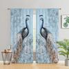 Vintage Peacock Blue Flowers Butterfly Aninmal 3D Digital Printing Thin Hall Window Curtains For KidsBedroom Living Room 2Panels