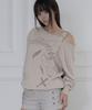 FANCY CLUB One-Shoulder Buckle Sweatshirt (Beige) F26Zb063